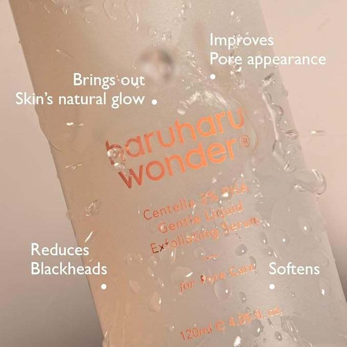 haruharu Wonder Centella 3% PHA Gentle Liquid Exfoliating Serum 4.06 fl oz, Gentle Exfoliator, Formula for Sensitive Skin, Glow Facial Serum, Vegan, Cruelty Free, Korean Skincare