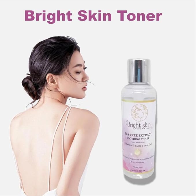 Tea Tree Extract Soothing Toner for Oily & Acne-Prone Skin | Controls Oil, Shrinks Pores, Fades Acne Marks & Brightens Skin | with Aloe Vera, Vitamin E & Witch Hazel – 200ml