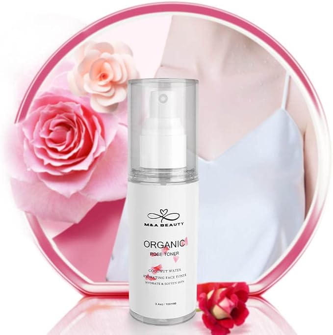 M&A Beauty Organic Rose Water/Toner 100ml - face Mist Soothing and Hydrating and Reduces Redness