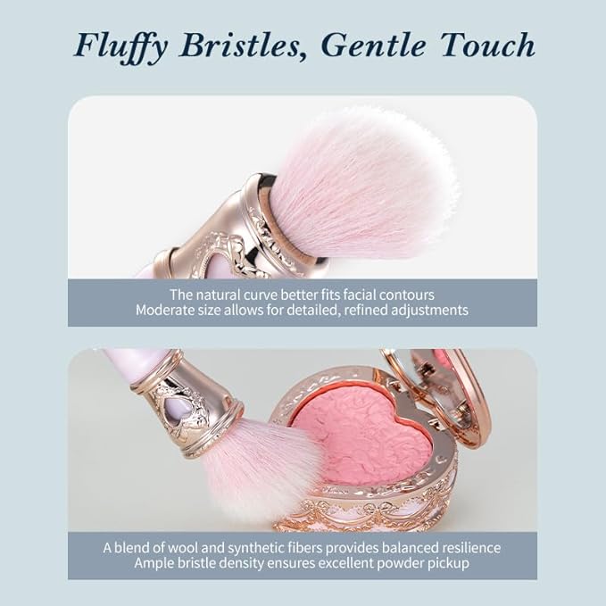 Flower Knows Bunny Garden Blush Brush,Soft Powder Brush For Cheeks,Face Makeup Brush For A Sculpted Look(Pearl Pink)
