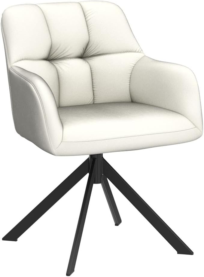 EALSON Comfy Velvet Desk Chair Modern Computer Task Chair no Wheels Swivel Accent Chair with Mid Back Arm Chair for Living Room/Bedroom/Home Office(Beige)