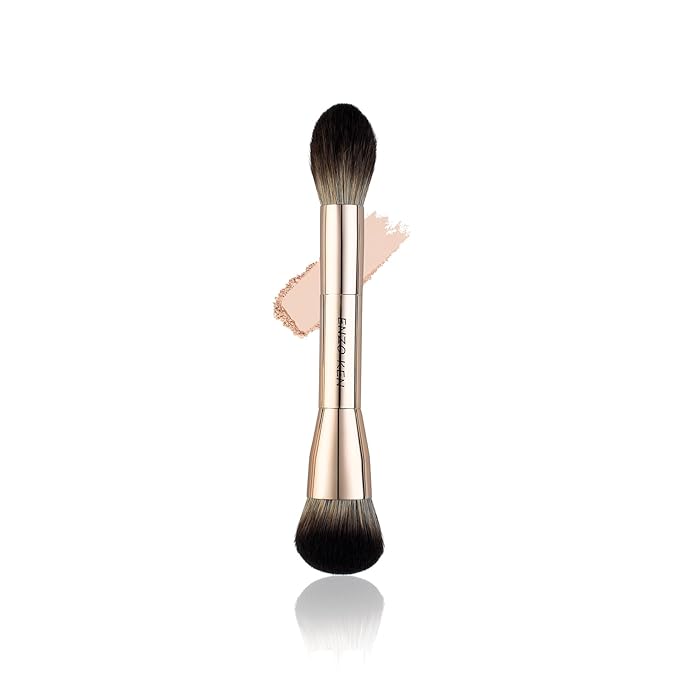 Double Ended Blush and Bronzer Brush, Makeup Brush for Blush Makeup, Double Sided Makeup Brushes, Cream Contour Brush Gold, Fluffy Bronzer Blush Brush for Cheeks, Bronzing - 124B