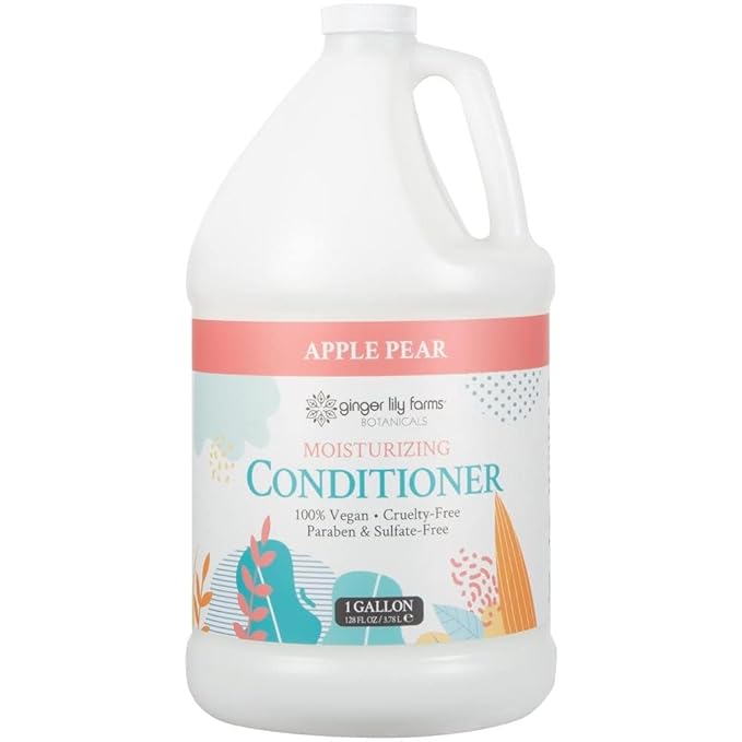 Ginger Lily Farms Botanicals Moisturizing Conditioner for Dry Hair, 100% Vegan & Cruelty-Free, Apple Pear Scent, 1 Gallon (Pack of 4)