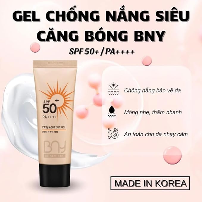2 Pack x 30ml Be New You (BNY) Sun Gel, SPF 50+ PA++++ Korean Sunscreen, For All Skin Types