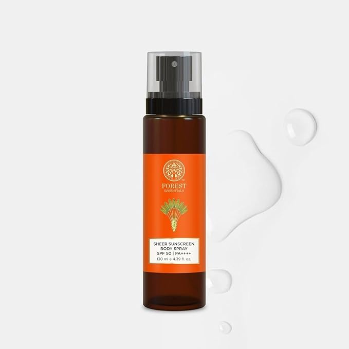 Forest-Essential's Sheer Sunscreen Body Spray, SPF 50 PA++++, Weightless Formula, Ayurvedic Botanicals, 130 ml