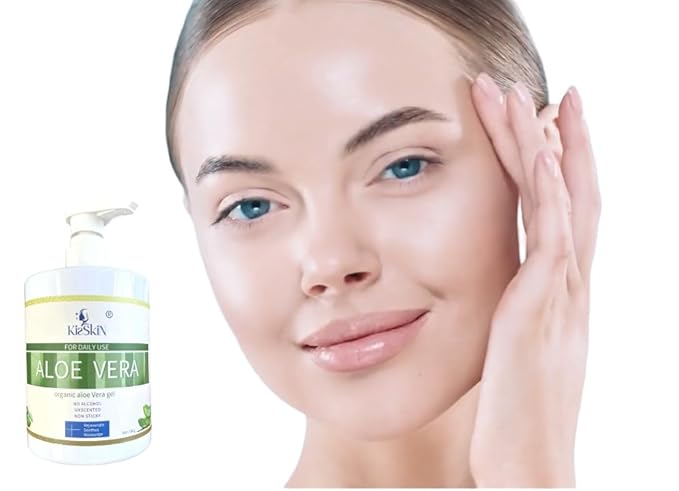 Organic Aloe Vera Gel, 100% Pure Soothing Moisturizer And Hydrating Gel, Fast Absorbing, For Face,Body,Hair,Skin,Scalp And Sunburn Relief, No Alcohol, Big 500ML Pump Bottle.