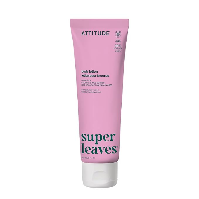 ATTITUDE Body Lotion, EWG Verified, Vegan & Cruelty-Free, Hydrating Moisturizer for Dry Skin, Non-Greasy, Skin Care, Coconut & Wild Berries, 8 Fl Oz