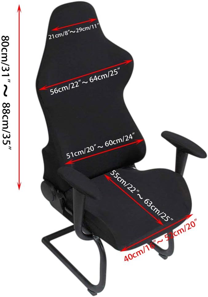 BTSKY Ergonomic Office Computer Game Chair Slipcovers Stretchy Polyester Covers for Reclining Racing Gaming Gaming Chair Black (No Chair)