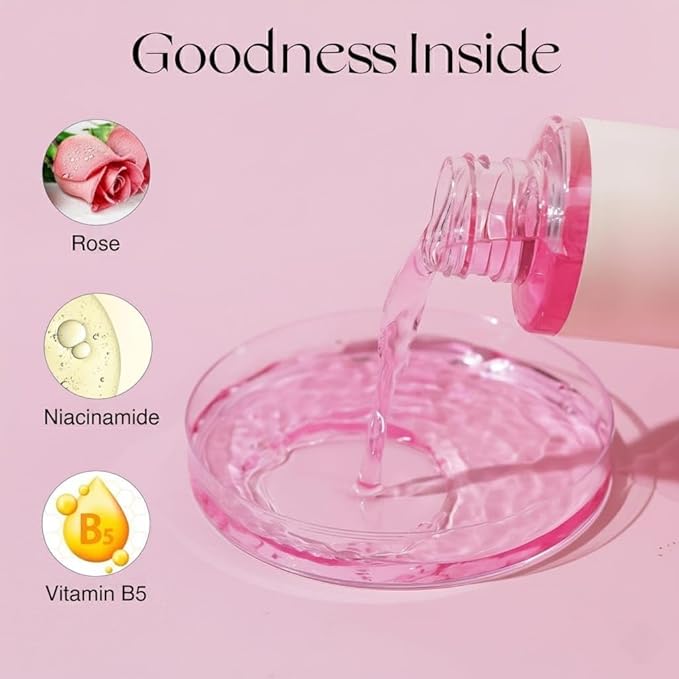 Dewy Rose Toner/Formulated with Rose De Mai, Niacinamide & Vitamin B5/ Radiant & Rejuvenated Skin/Pore Tightening Toner (150Ml).