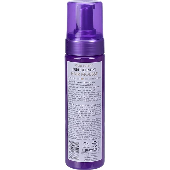 GIOVANNI Curl Defining Hair Mousse - Mousse for Curly Hair, Volumizing Hair Foam for Women & Men, Foaming Texture for Curls & Wavy Hair, Alcohol Free, Defining & Enhancing - 7 Fl Oz (Pack of 1)