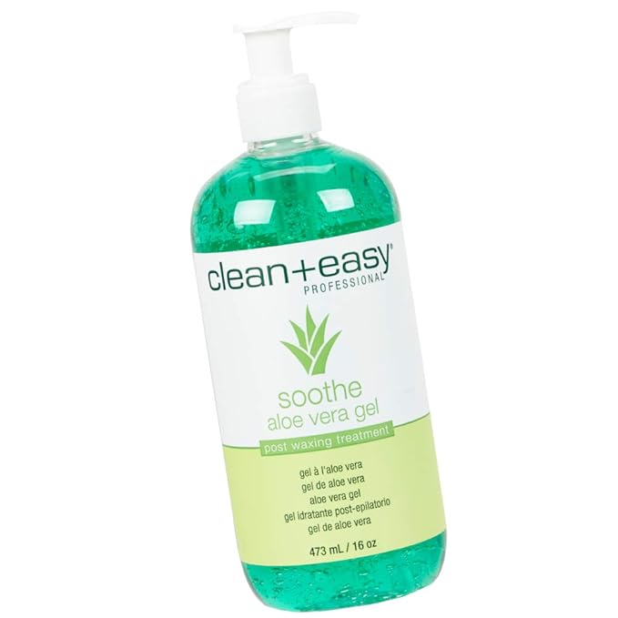 Clean + Easy Post Waxing Treatment, Aloe Vera Gel for After Wax Care, Soothes Irritated Skin, Non-Greasy, Removes Excess Wax Residue, 16 oz