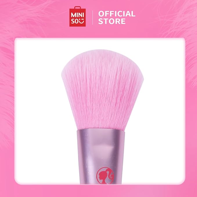 MINISO Barbie Makeup Brush Set 8 pcs Premium Synthetic Fiber Cosmetic Brushes for Foundation Blush Eyeshadow, Gift for Women Girls, Pink
