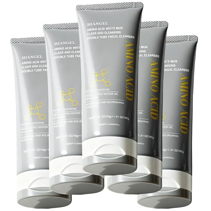 Dual-Tube Amino Acid & White Clay Face Wash - Deep Pore Cleanser for Oily Skin - Blackhead & Makeup Remover - Skincare Womens Day Gifts for Her Mom