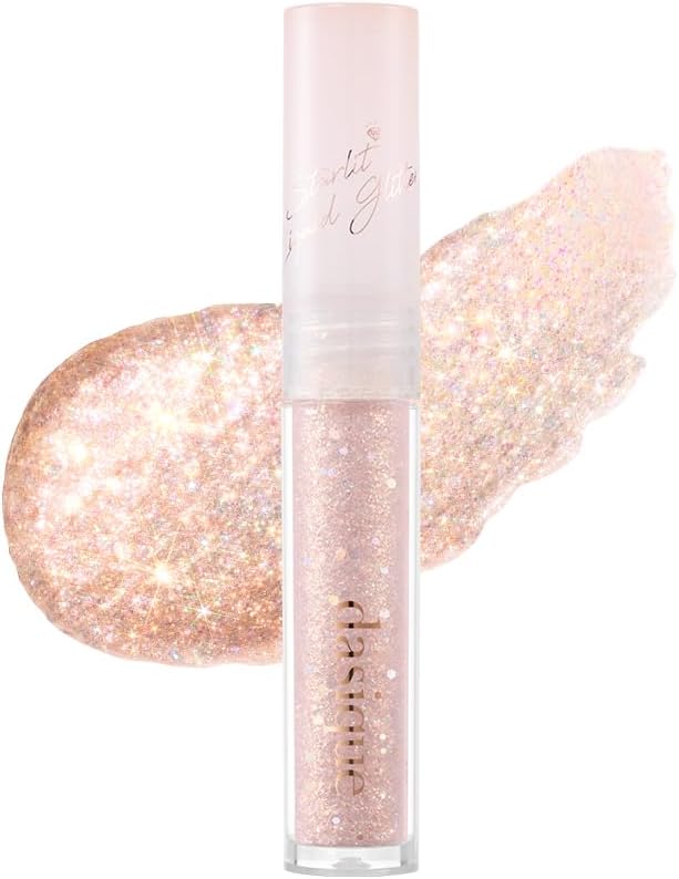 dasique Starlit Jewel Liquid Glitter (05 Light Peach) | Twinkle Glitter Shadow | Korean Makeup | Shimmer Eye Make Up | Eyeshadow Eyeliner | Long lasting | Multi use | Quick drying