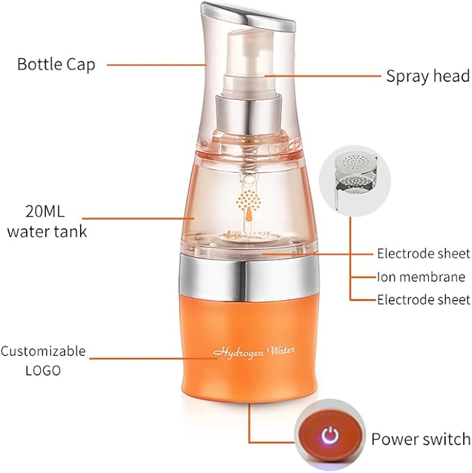 Hydrogen-Rich Water Beauty Mister,Hydrogen Water Spray Sprayer Face Mist Mister,1400-1550ppm Hydrogen Content