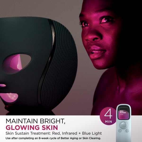 Shark CryoGlow LED Face Mask with Under-Eye Cooling, Anti-Ageing & Blemish Repair, Red & Blue LED, Infrared Light Therapy, USB-C, Remote Control, Storage Bag, Adjustable Straps, Rose Glow, FW312PK