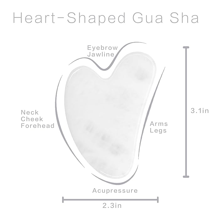Gua Sha Facial Tools, White Quartz Guasha Tool for Face & Eye Gua Sha Stone for Puffiness Reducing & Jawline Sculpting Face Stone Gua Sha Tools for Skin Care Woman GuaSha Stone Tool, White