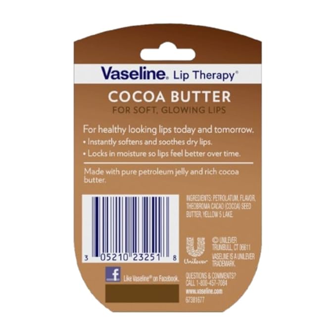 Vaseline Lip Therapy Cocoa Butter.25 oz (Pack of 8)