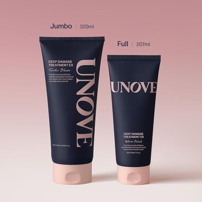 UNOVE Deep Damage Repair Hair Mask - Protein Hair Treatment & Hair Mask for Damaged Hair | Deep Conditioning & Keratin Hair Mask for Dry, Frizzy Hair | Korean Hair Care | Warm Petal, 10.82 fl oz