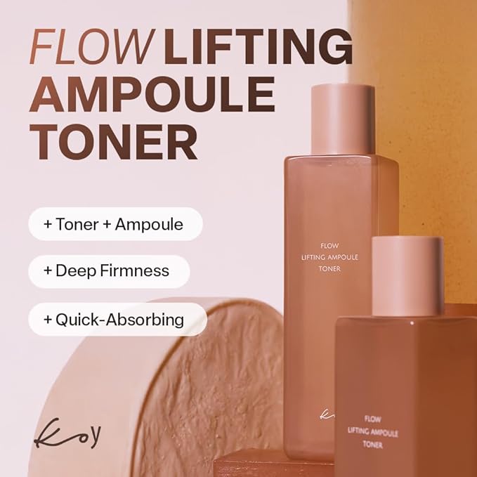KOY Flow Lifting Ampoule Toner 6.76 fl oz | Hydrating Toner with Peptides, Niacinamide & Ectoin | Smooth & Resilient Skin