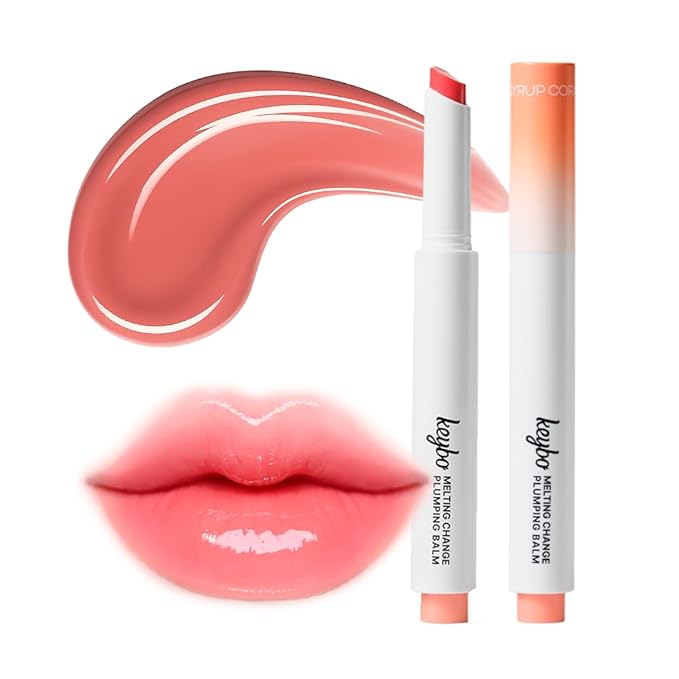 KEYBO Melting Change Plumping Lip Balm – Hydrating Glossy Tinted Lip Plumper, Non-Sticky MLBB Balm for Smooth, Natural Volume – Moisturizing K-Beauty Lip Treatment (02. Syrub Coral)