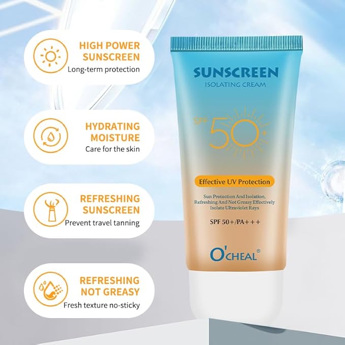O'CHEAL Sunscreen Isolating Cream Anti-aging Anti Wrinkle Moisturizing Whitening Facial Body Neck Skin Care Cream-2.12oz