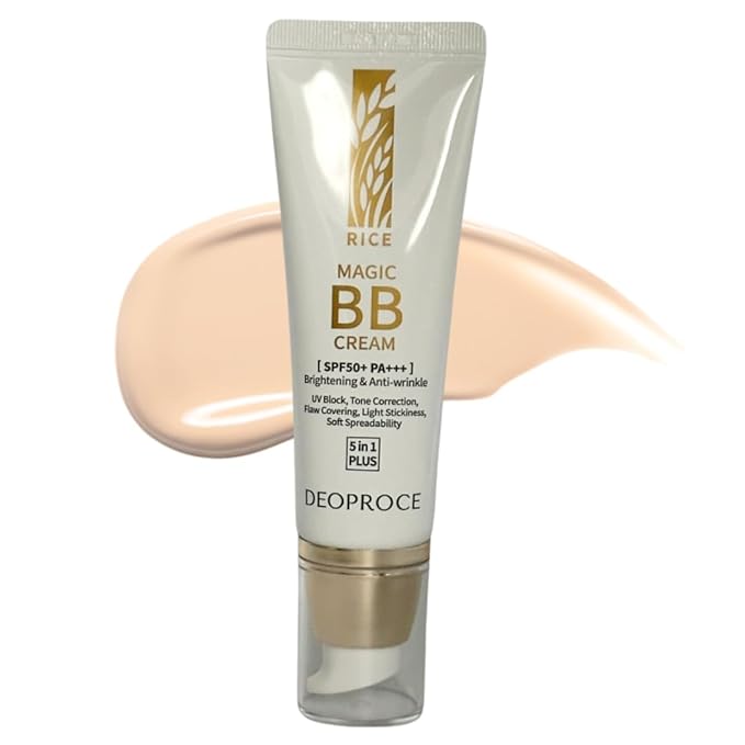 Deoproce Rice Magic BB Cream SPF 50+ PA++++ | Anti-Wrinkle Formula | UV Block, Flaw Covering, Lightweight & Hydrating | Natural Beige #21 | 50g