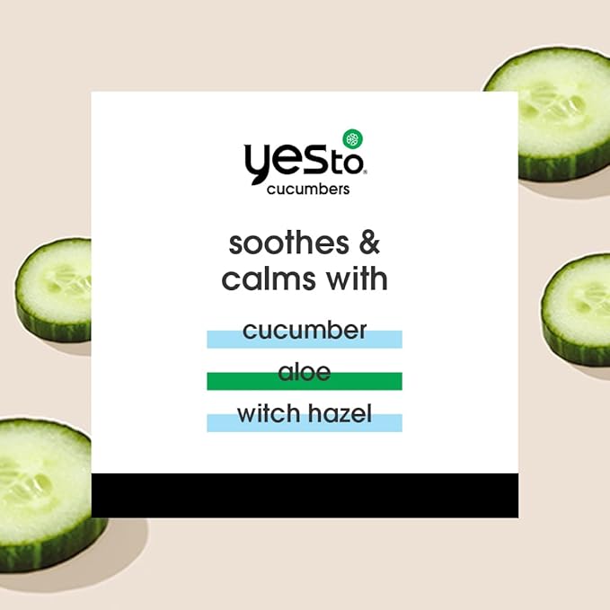 Yes To Cucumbers, Soothing + Calming Toner 12 Fl Oz, Sensitive Skin, Balance Tone, Hydrate, Nourish & Calm Skin Witch Hazel + Aloe Vera, Vegan, 97% Natural