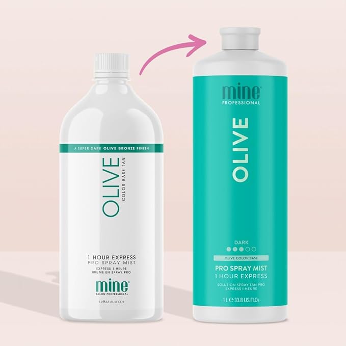 MineTan Spray Tan Solution | Olive - Fake Tanning Mist Best for Dark Bronzed Glow Skin Finish, Fast Drying, 1 Hour Express, Hydrating, Salon Professional Formula, Vegan, 33.8 Fl Oz
