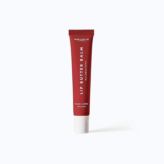 Ruby & Millie Tinted Lip Balm Cherry - Hydrating Cherry Lip Balm - Moisturizing Lip Butter Balm Treatment - Glossy Vegan Lipbalm 0.5 Oz