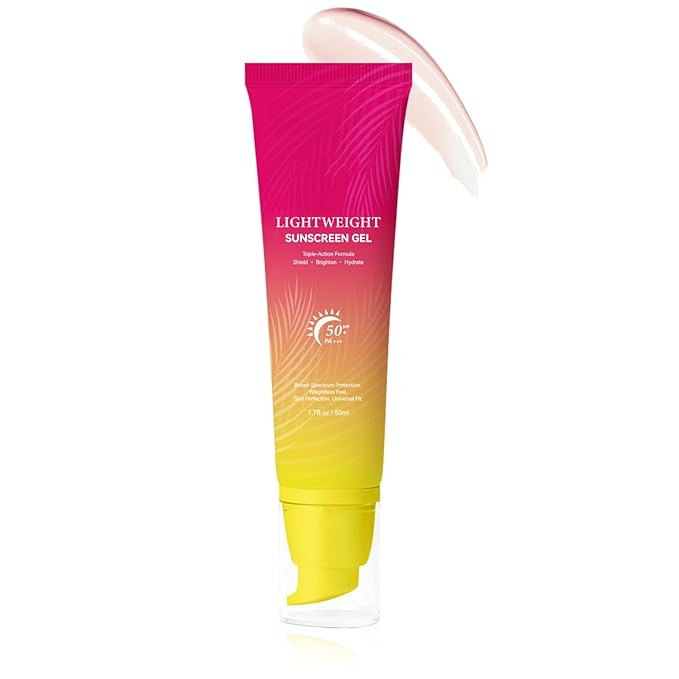 Pink Sunscreen Gel SPF 50+ PA+++ – Lightweight, Pink-Toned Sun Protection for Glowing Skin – Broad-Spectrum, Hydrating, Non-Greasy Formula – 1.7 fl.oz (1PC)