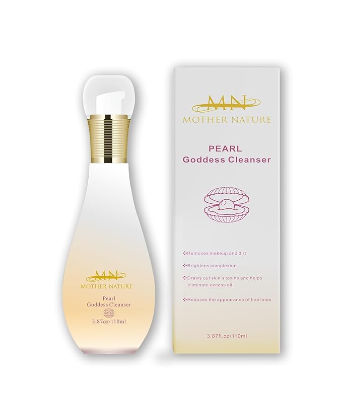 MN Mother Nature Pearl Goddess 5-Piece Skincare Set – Cleanser, Toner, Moisturizer, and Mask – Real Pearl Powder, and Mushroom Blend for Glowing, Youthful Skin – Anti-Aging and Hydrating Routine