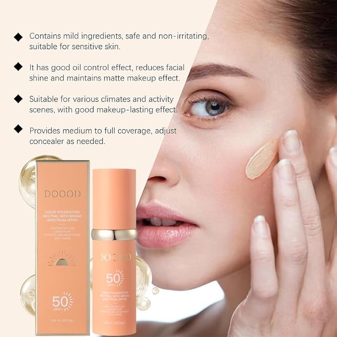 4-in-1 Bionic Liquid Foundation - Suitable for Workout, Sports - BB cream- Waterproof and sweat Dance - Hydrating - Medium Spectrum - Multi-effect sunscreen SPF 50 Sun Protection
