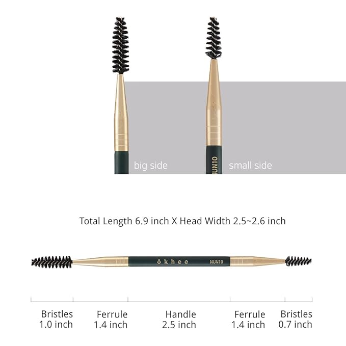 SOO ADOR okhee Dual Spoolie Brush NUN10 – Professional Korean Makeup Brush, Dual-Sided Brow & Lash Spoolie for Groomed Eyebrows, Clump-Free Lashes & Polished Finish