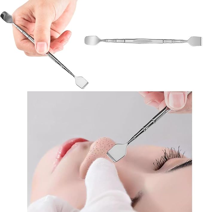 3 Pack Pore Prep Tool Blackhead Remover Tools Stainless Steel Face Scraper Skin Scrubber Spatula Pimple Popper Tool Kit Pimple Extractor for Cleaning Forehead Nose Blackhead Gunk Oil Acne