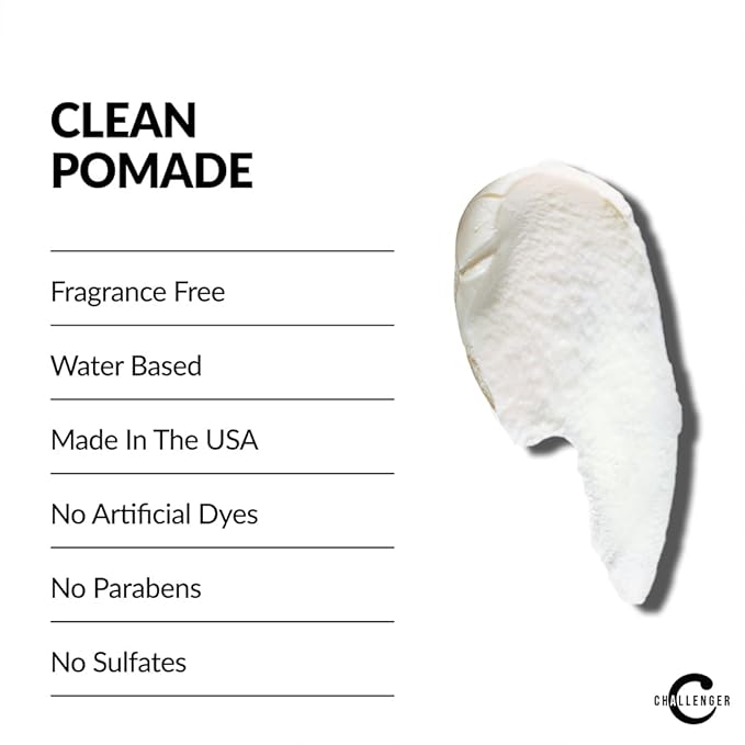 Challenger Fragrance Free Cream Pomade | Non-Comedogenic Styling Product | Unscented Hair Gel | Medium Firm Hold & Clean Ingredients | 3oz
