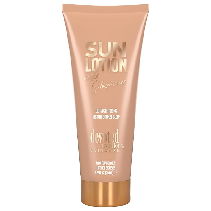 Devoted Creations Sun Lotion with Shimmer Ultra Glittering and Instant Bronze 6.76 oz (2-Pack)