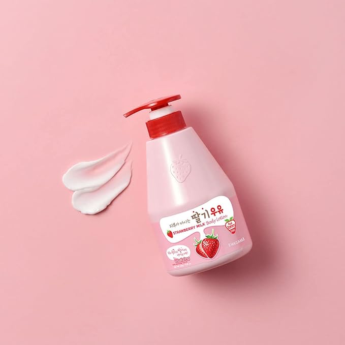 KWAILNARA Strawberry Milk Body Lotion (19.75 Fl Oz) – Deeply Hydrating & Lightweight Korean Body Lotion | Milk Protein, Royal Jelly, & Strawberry Extract for Smooth Skin | Paraben-Free & Non-Greasy