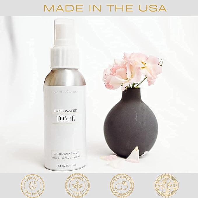 The Yellow Bird Dead Sea Mud Exfoliating Charcoal Soap & Rose Water Toner