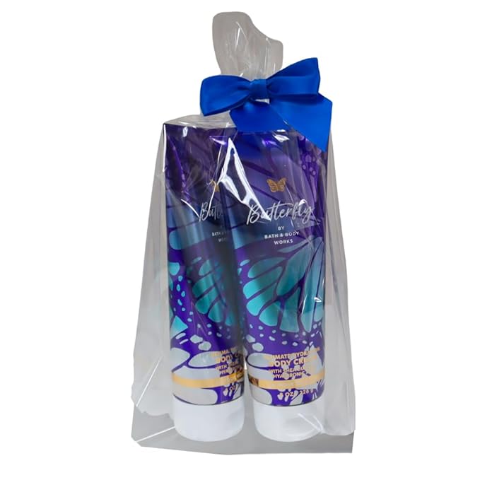 Bath & Body Works BUTTERFLY Ultimate Hydration Body Cream Gift Set with a Blue Bow for Holidays & Gifts - Pack of 2