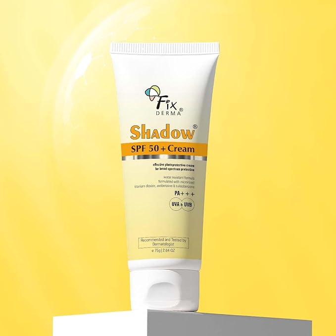 Fixderma Shadow SPF 50+ Cream | Sunscreen for Face | Sunscreen SPF 50 | Skin Sun Protection | Broad Spectrum Sunscreen for UV Protection Suitable for All Skin Types - 2.64 Fl Oz