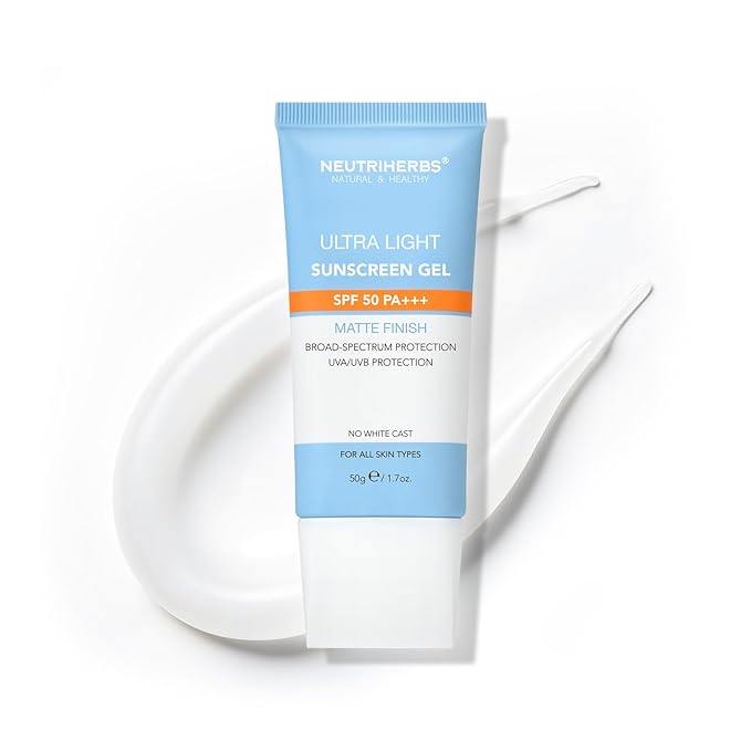 NEUTRIHERBS Upgraded SPF50 Clear Gel Sunscreen with Vitamin C, Lightweight Daily Sun Protector Block UVA/UVB, No White Cast PA+++ Broad-Spectrum - Travel Size 1.7 Oz