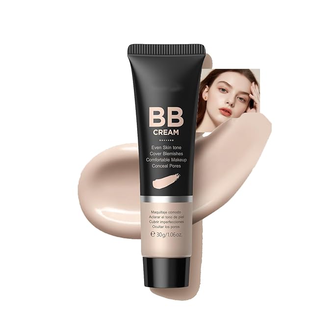 Hydrating BB Cream Tinted Moisturizer, 9Colors Full-Coverage Foundation & Concealer, Brighten Skin Tone & Cover Pores, Oil Control & Cover Flaws, Natural Finish for All Skin Types,160 Light