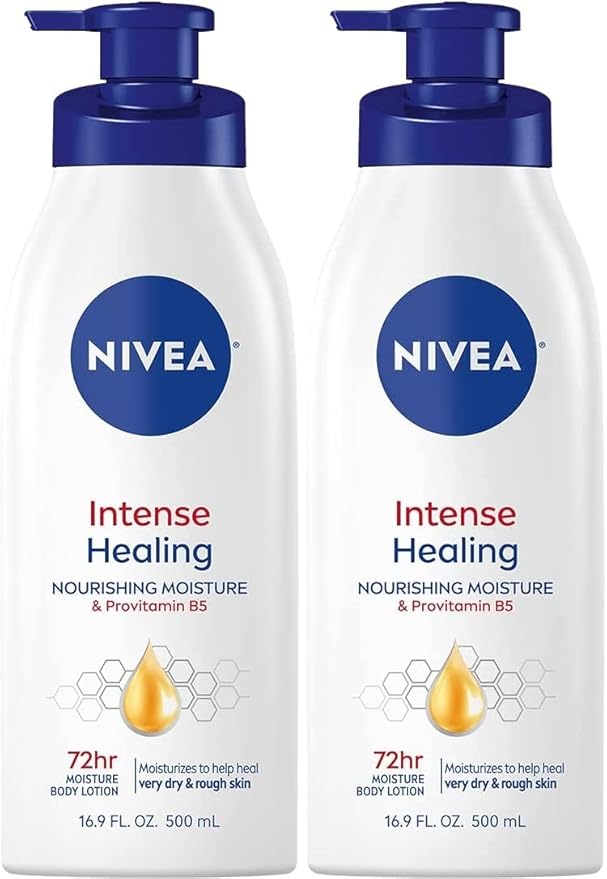 NIVEA Intense Healing Body Lotion, 72 Hour Moisture for Dry to Very Dry Skin, Body Lotion for Dry Skin, 16.9 Fl Oz Pump Bottle - Pack of 2
