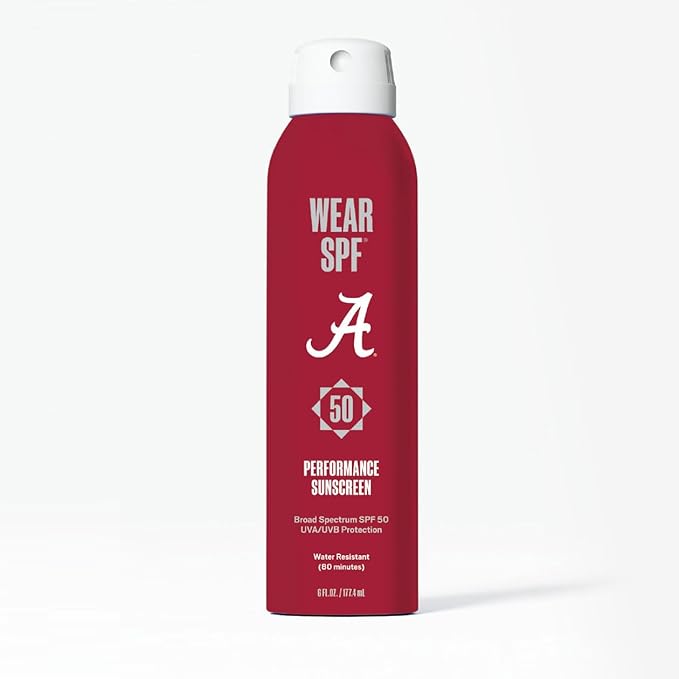 University of Alabama Crimson Tide WearSPF 50 Performance Sport Sunscreen Spray, 6 Fl oz.
