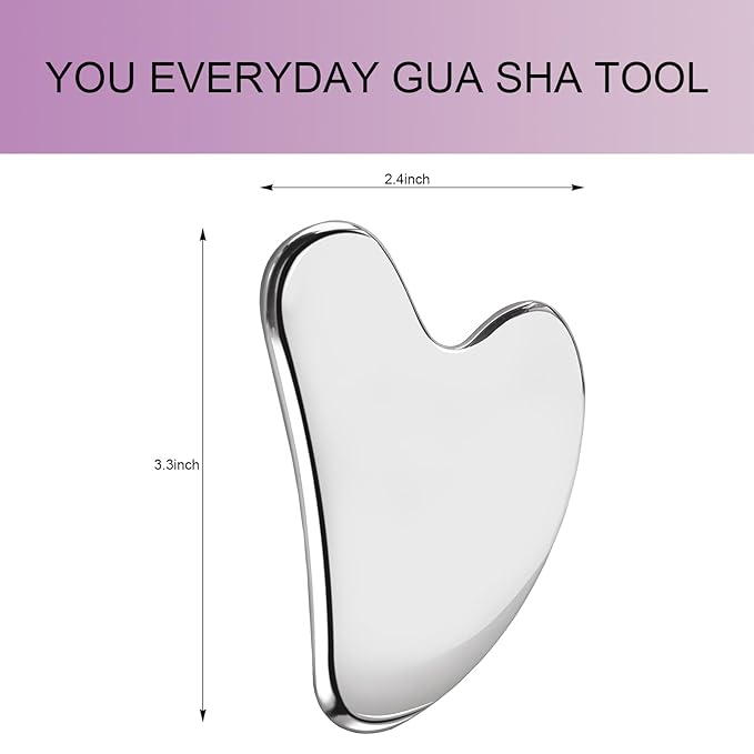 Stainless Steel Gua Sha Facial Tool Metal Silver Guasha for Face Chin Jawline Sculpting Eyes Neck Body Tighten Skin Massage Care Gifts