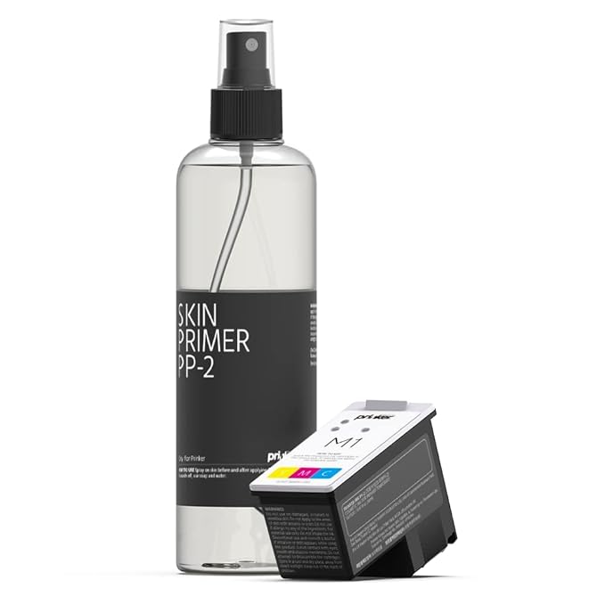 Prinker M Color Ink Refill, Skin-Safe Color Cosmetic Ink & Primer Spray, Water-Resistant and Soap-Washable, Skin-Safe