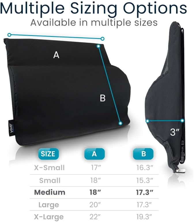 Vive Wheelchair Lumbar Support Cushion - Chair Pad for Back Pressure Relief - Memory Foam Backrest - Superior Comfort Curve -Fits Most Wheelchairs or Transport Chairs -Improves Posture (18"x17"x3")