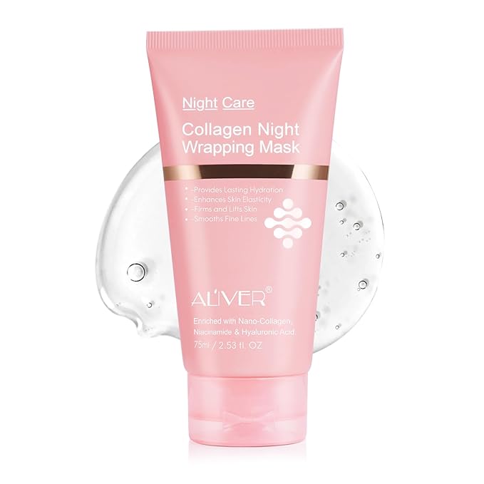 Collagen Overnight Wrapping Peel off Face Mask, Collagen Night Wrapping Mask, Elasticity & Hydration for Glass Skin, Reduce Fine Lines & Dullness, Anti-Aging Korean Skin Care