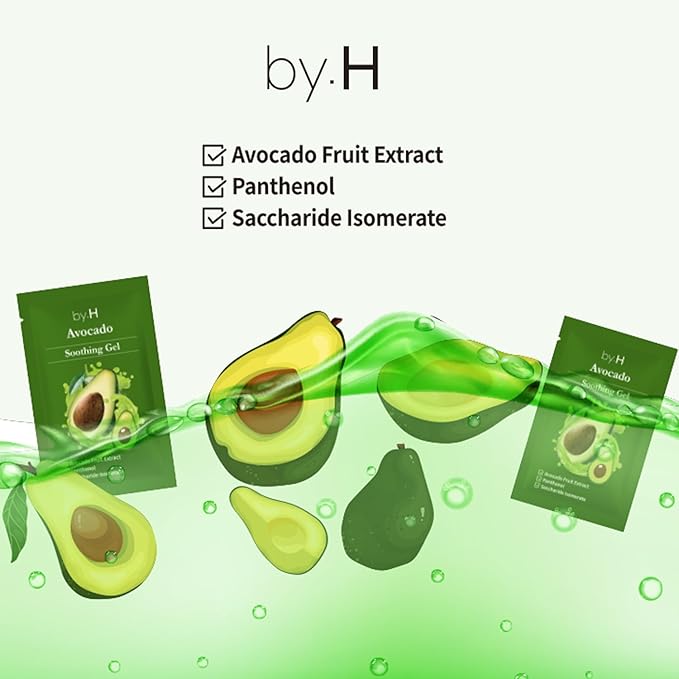 by.H Avocado Soothing Gel (30 PCS) - Moisturizer for Skin Elasticity & Vitality with Avocado Extract - Non-Sticky, Hydrating Formula for Collagen Production & Nourishment - Ideal for Daily Use